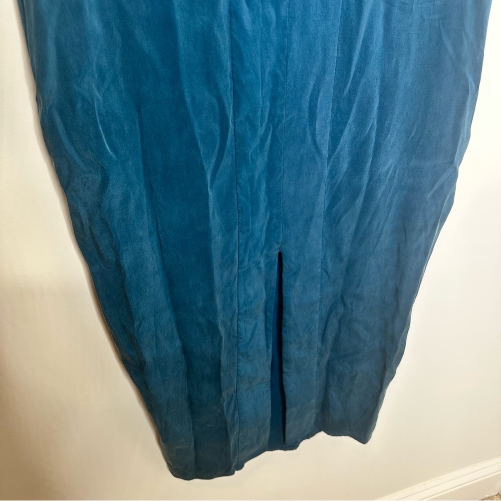 J. Crew x Universal Standard Cupro Lagenlook Dark Teal Maxi Dress - Picture 3 of 12